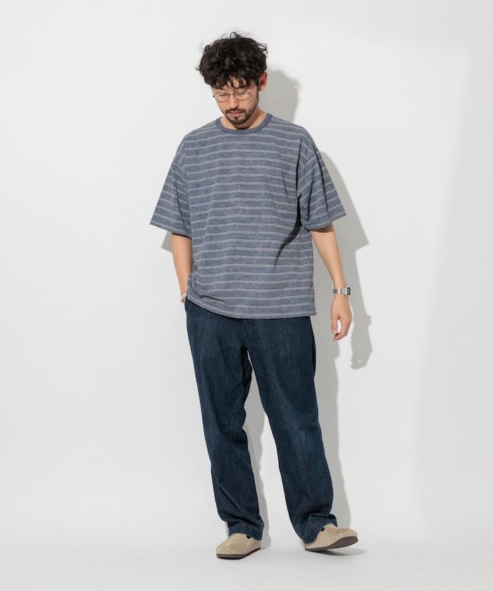 漸變印花 可反穿 圓領 條紋T恤