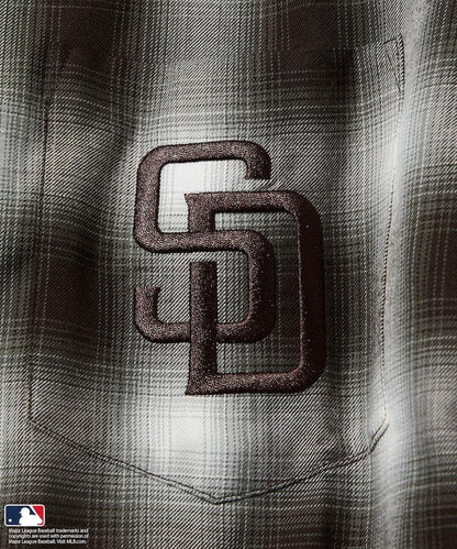 聯名 MLB 短袖 格紋襯衫
