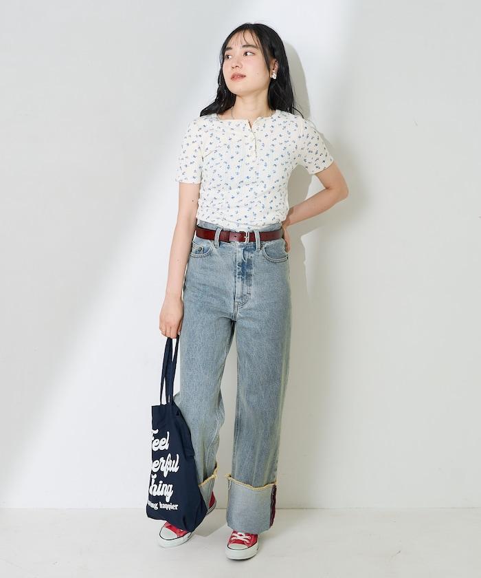 花紋針刺織物亨利T恤