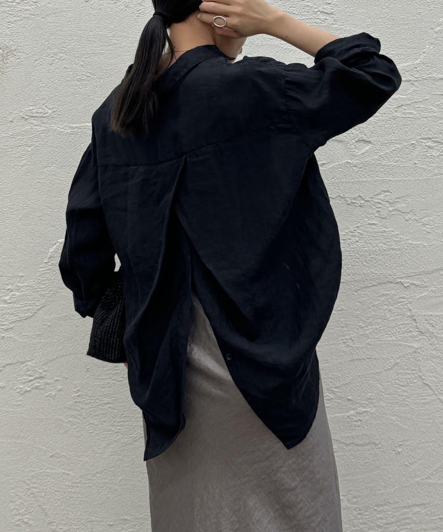 亞麻背心領結襯衫