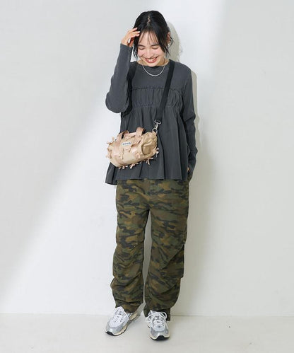 軍裝風連帽領顏料T-shirt