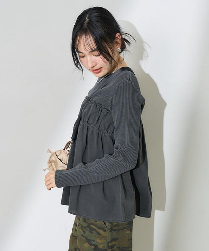 軍裝風連帽領顏料T-shirt