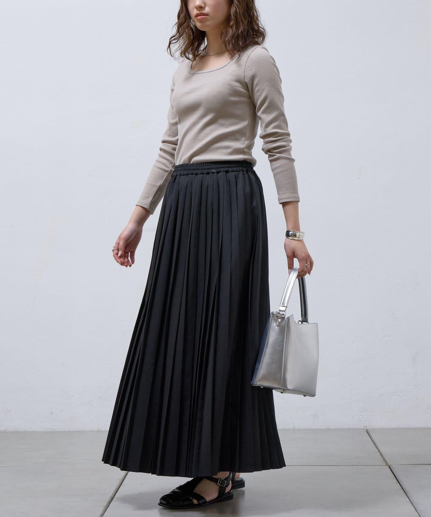 方領針織長袖套頭衫