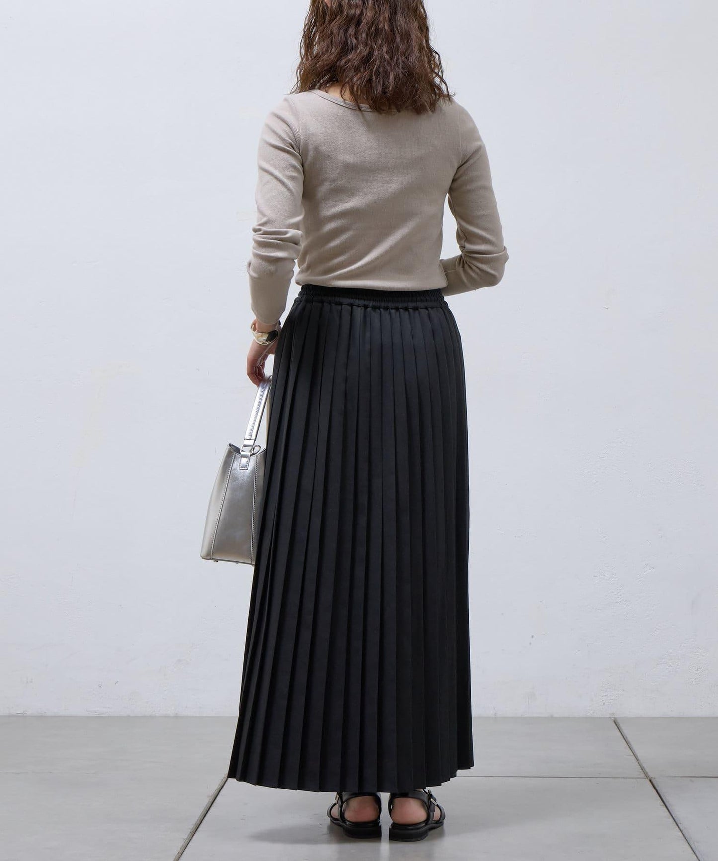 方領針織長袖套頭衫