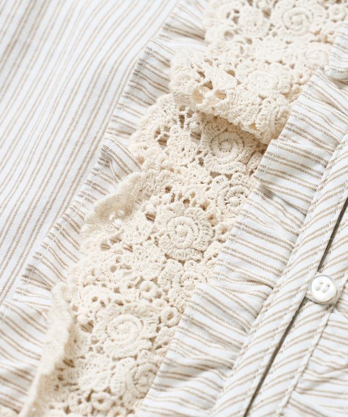 2WAY蕾絲荷葉邊襯衫