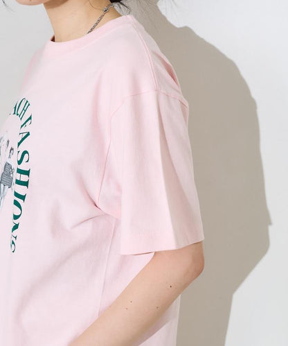 女孩子照片海灘拱形logo T恤