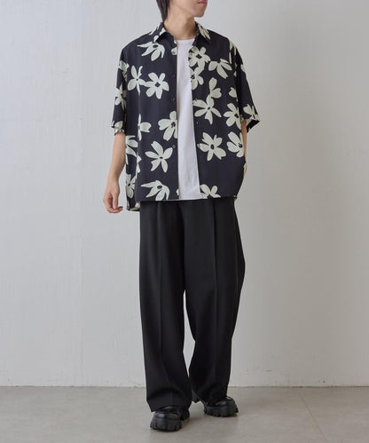 藝術花卉圖案短袖襯衫