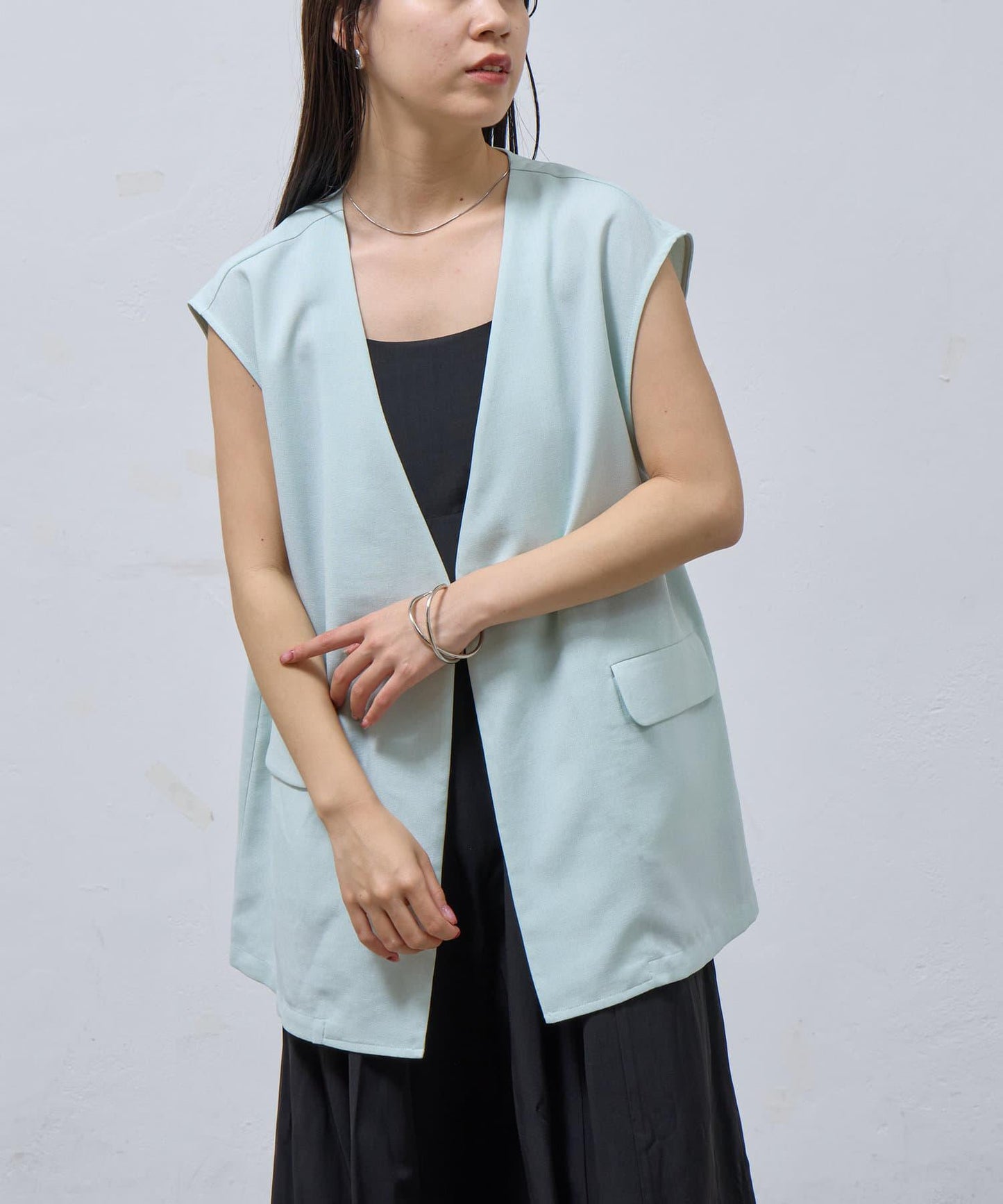 科技亞麻無領單西服馬甲