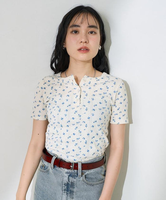 花紋針刺織物亨利T恤