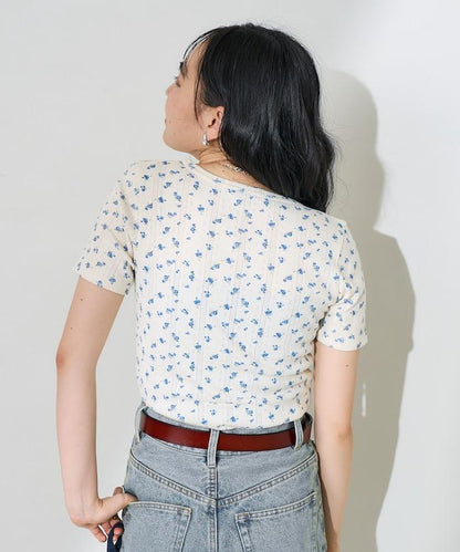 花紋針刺織物亨利T恤