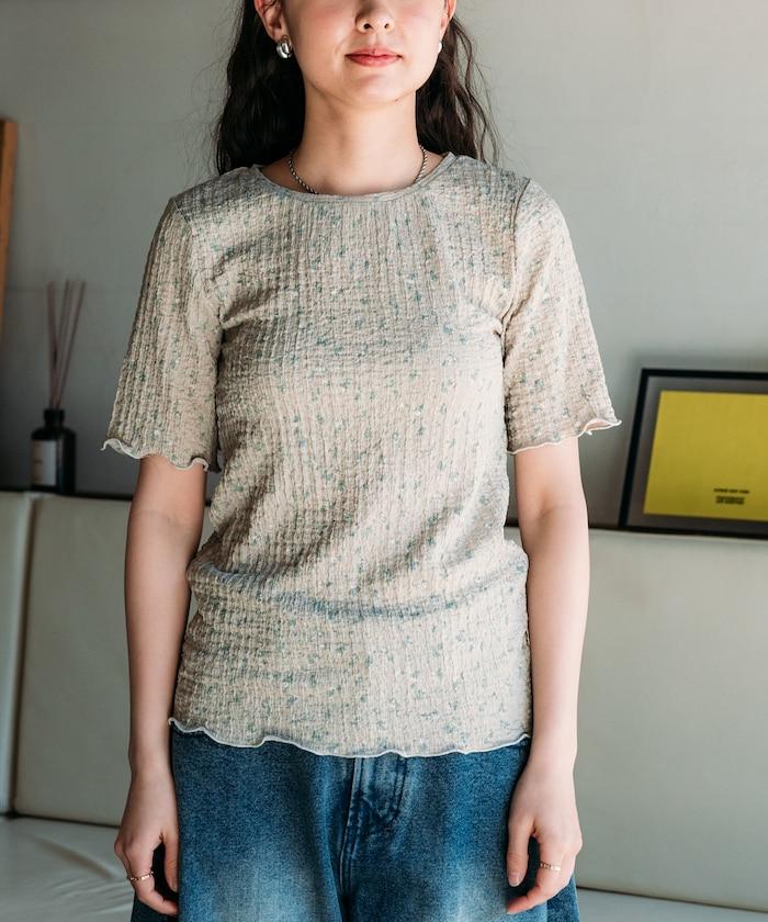 花紋 彈力 短袖上衣