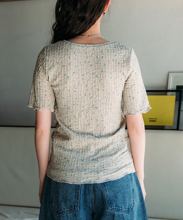 花紋 彈力 短袖上衣