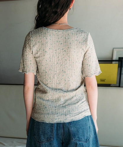 花紋 彈力 短袖上衣
