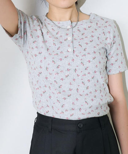 花紋針刺織物亨利T恤