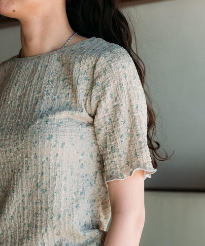 花紋 彈力 短袖上衣