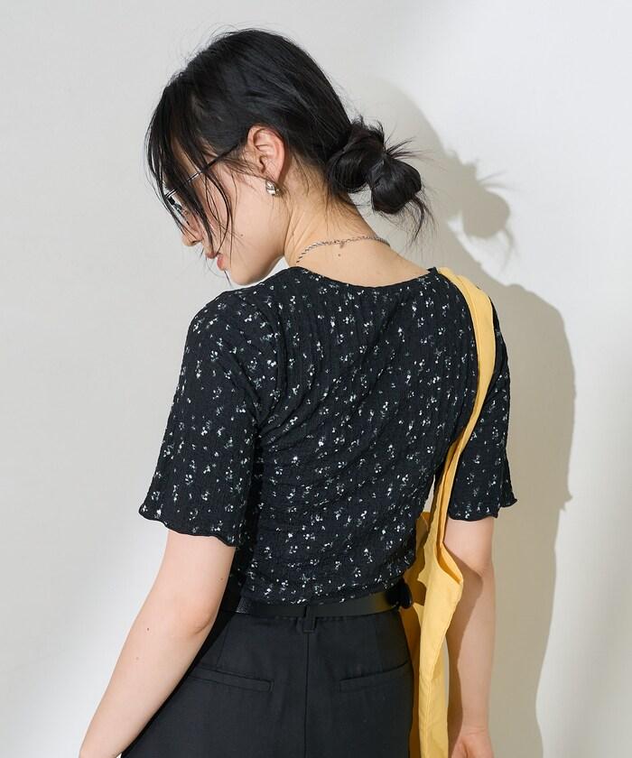 花紋 彈力 短袖上衣