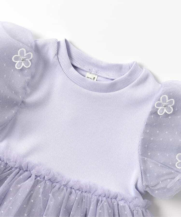 【連衣裙】花朵蕾絲拼接連衣裙