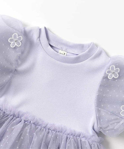 【連衣裙】花朵蕾絲拼接連衣裙