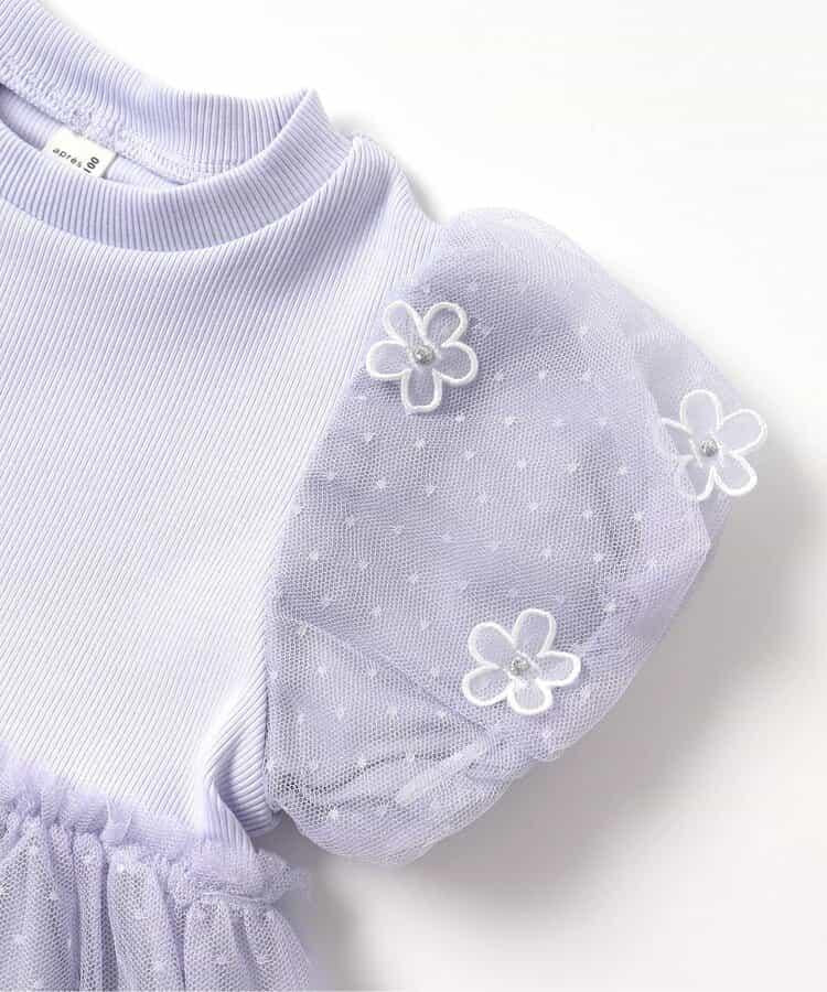 【連衣裙】花朵蕾絲拼接連衣裙