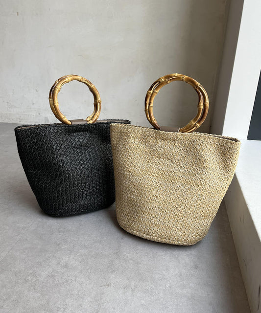 竹柄桶形手提袋