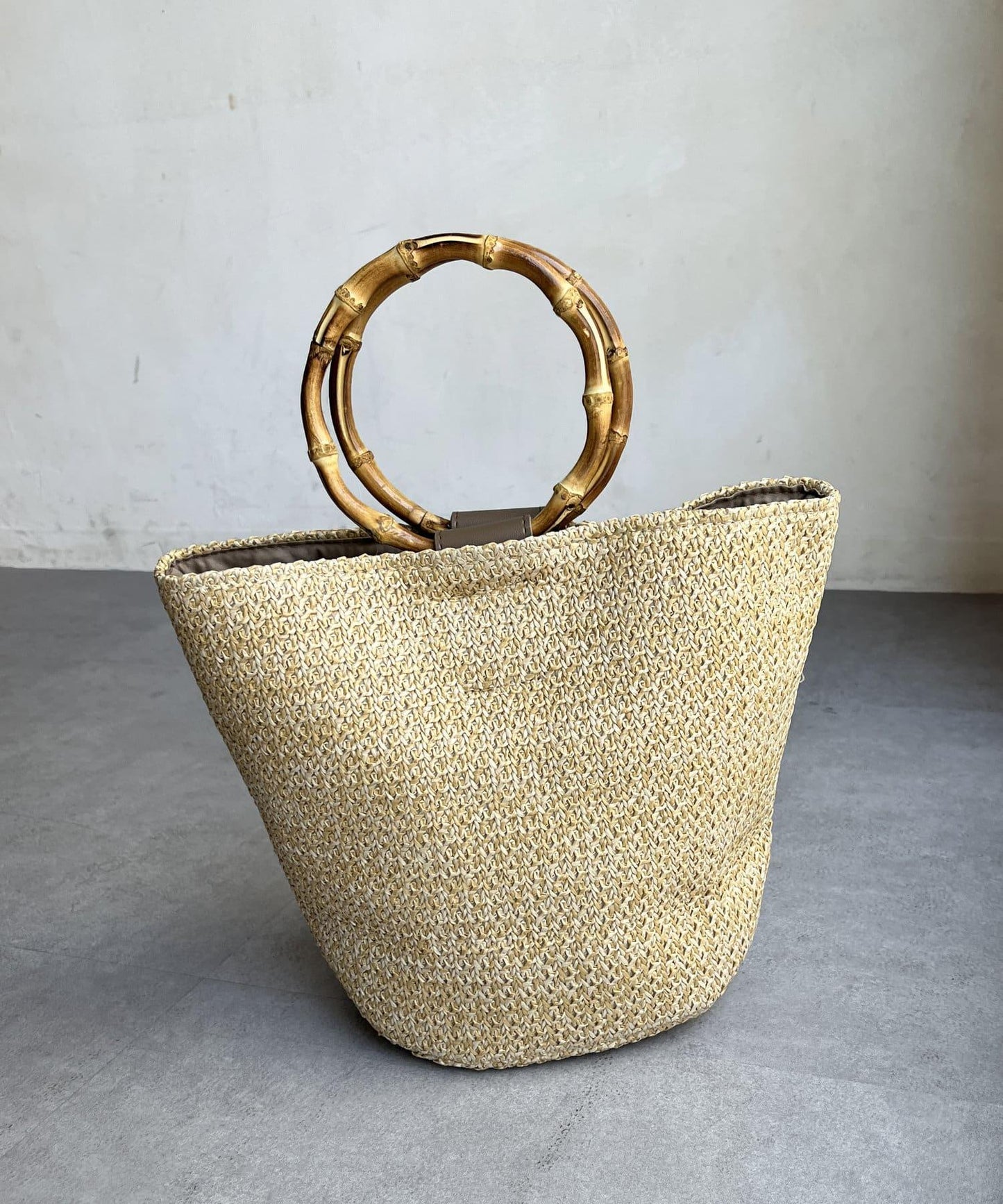 竹柄桶形手提袋