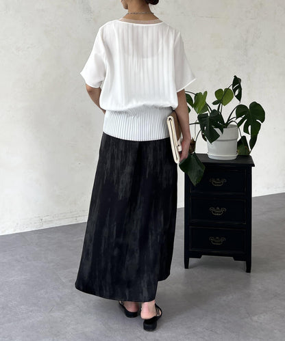 修身褶皺拼接襯衫