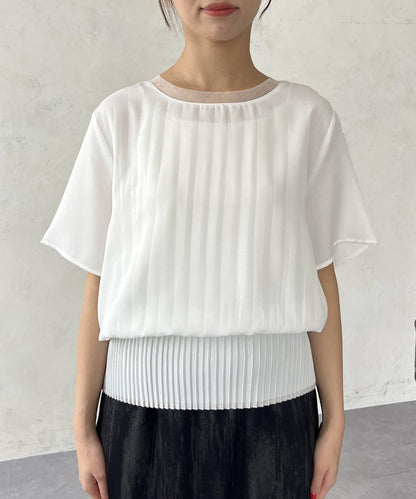 修身褶皺拼接襯衫