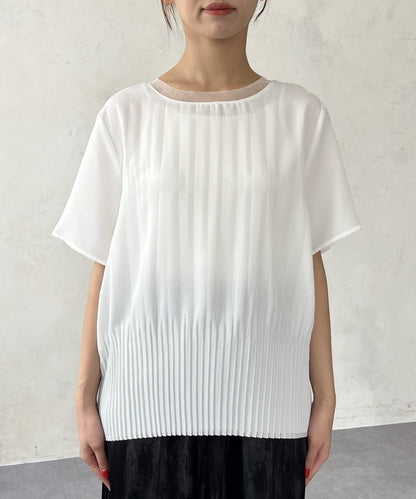 修身褶皺拼接襯衫