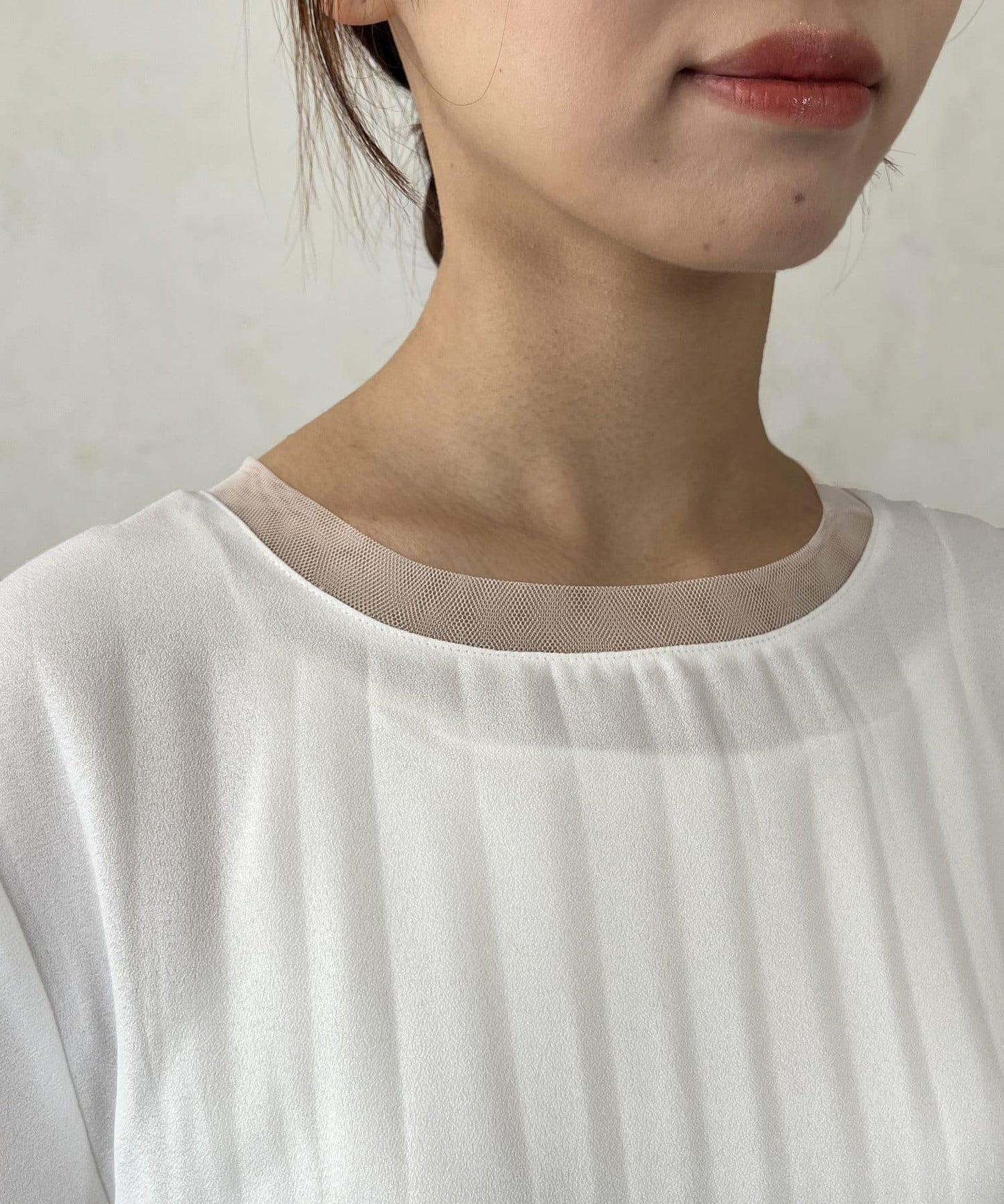 修身褶皺拼接襯衫