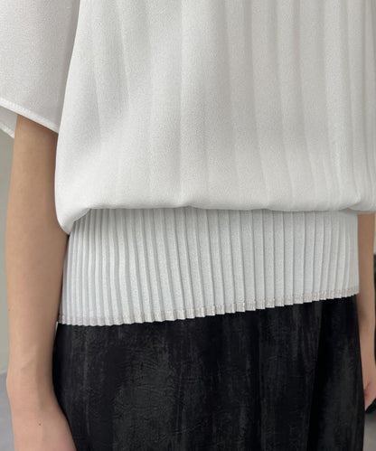 修身褶皺拼接襯衫