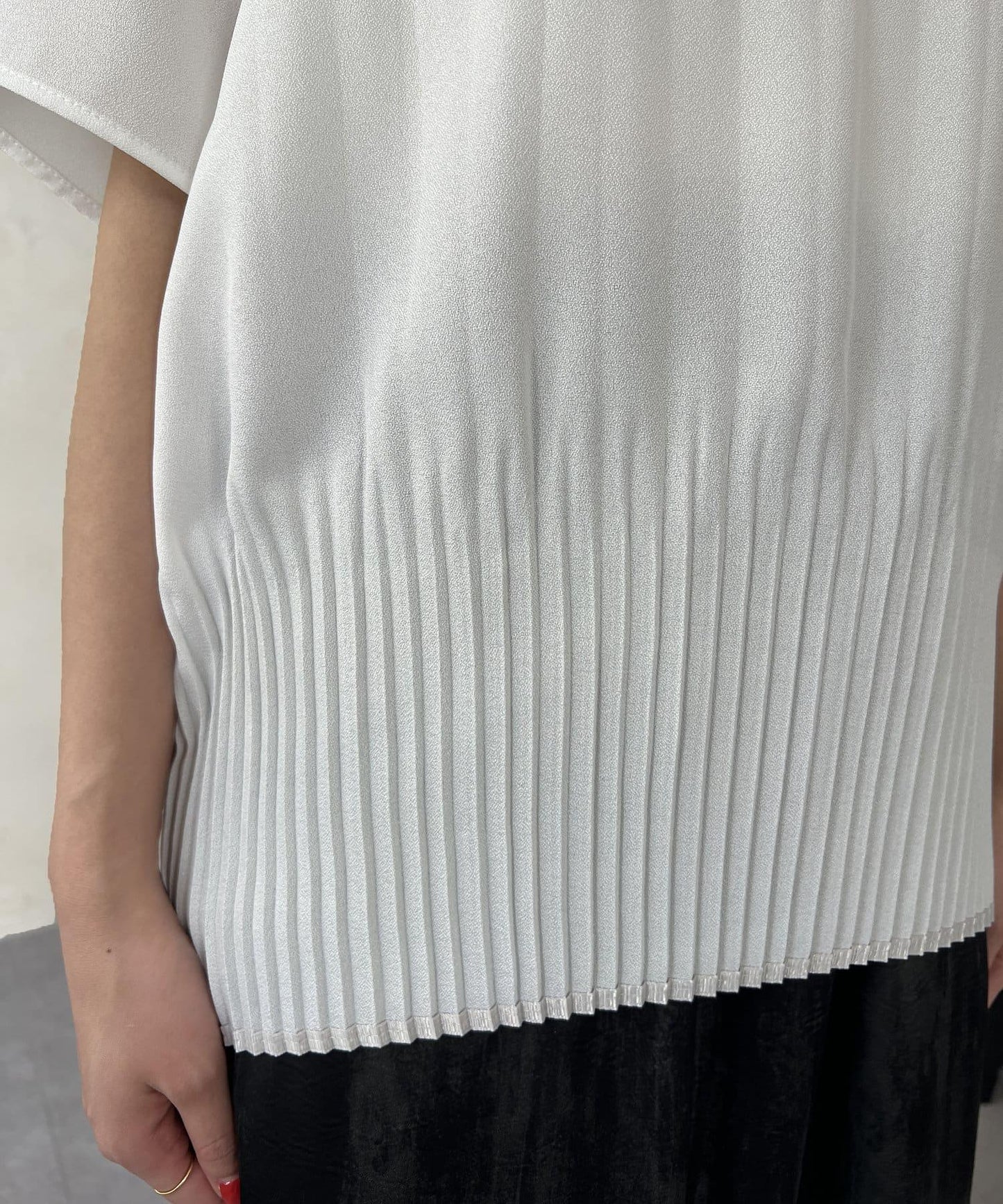 修身褶皺拼接襯衫