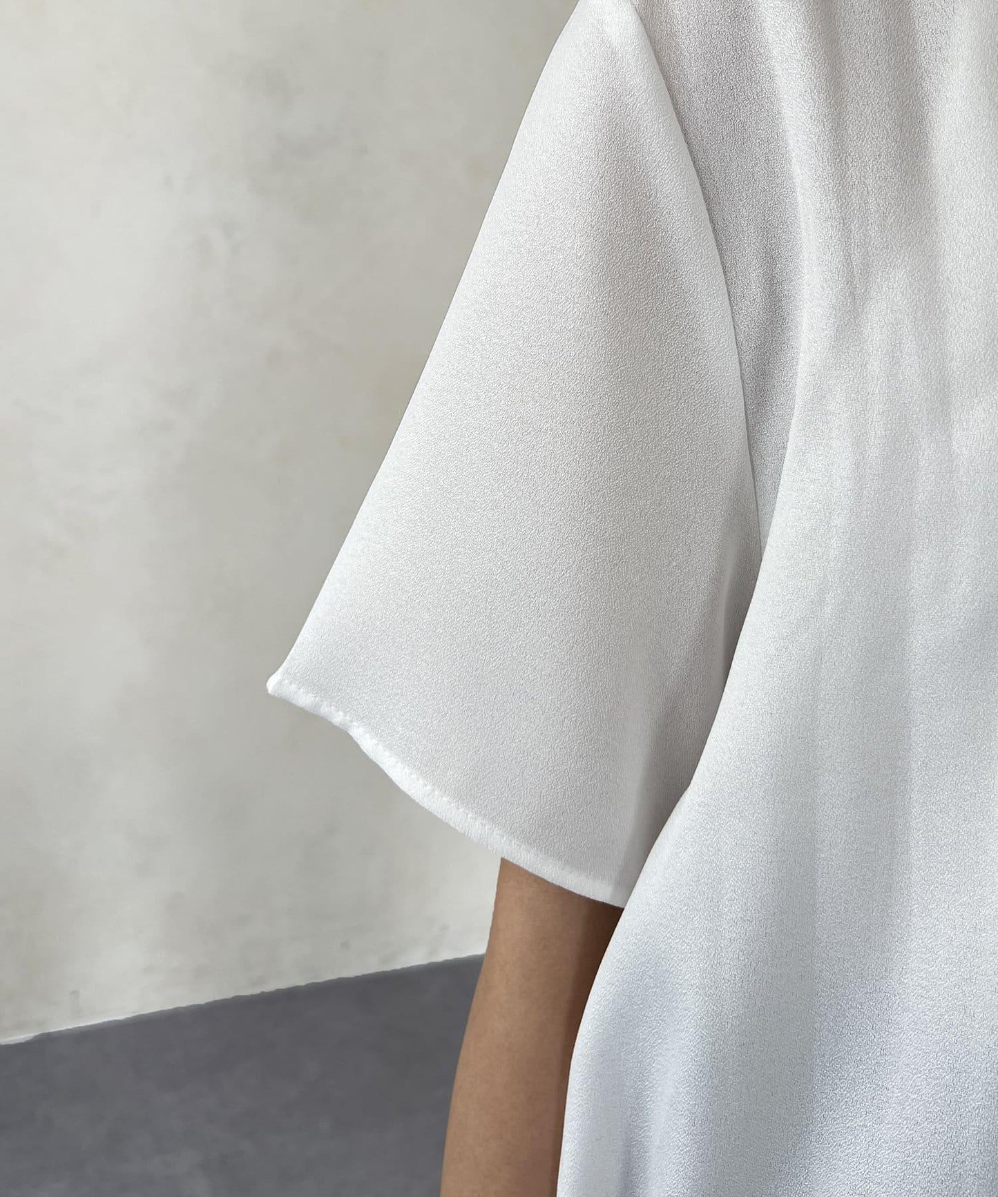 修身褶皺拼接襯衫