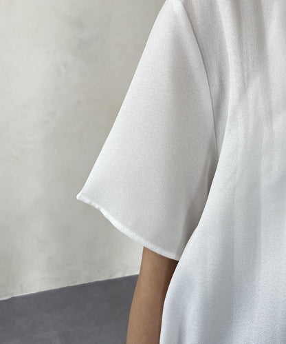 修身褶皺拼接襯衫