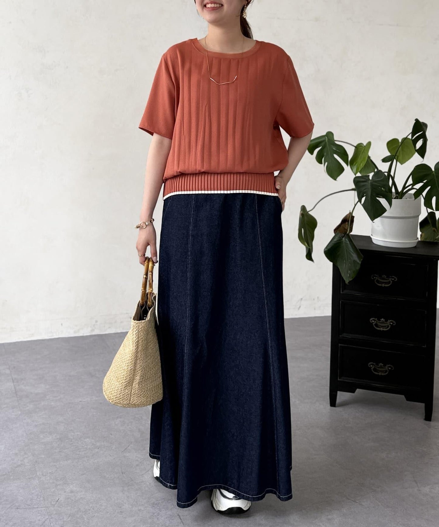 修身褶皺拼接襯衫