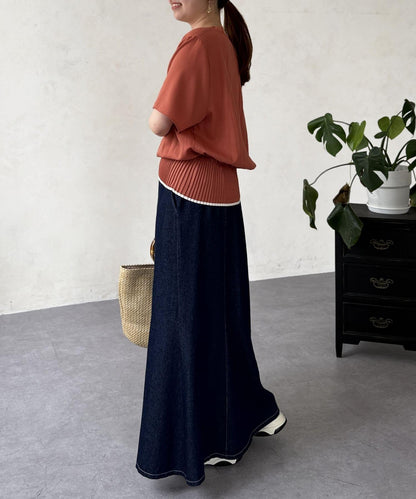 修身褶皺拼接襯衫