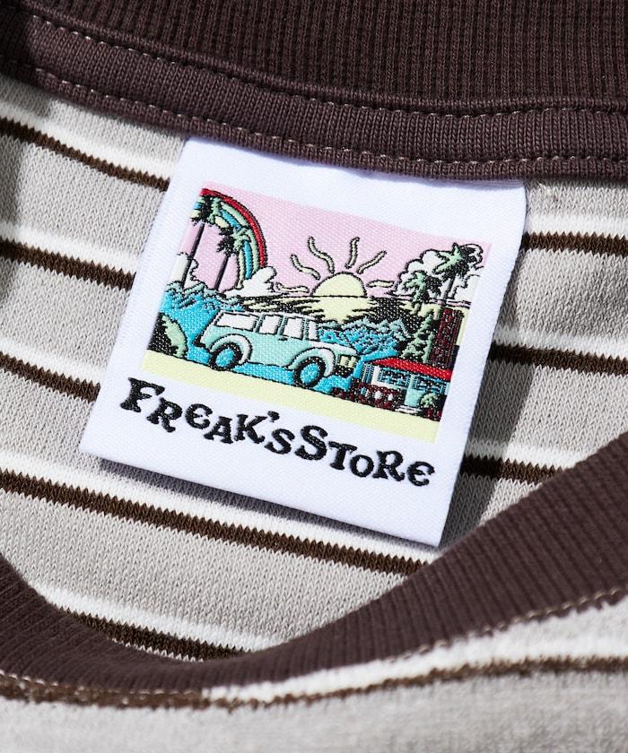 【海灘&節日】多色條紋毛巾 圓領 帶口袋T恤 短袖