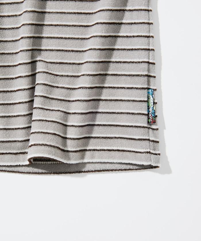 【海灘&節日】多色條紋毛巾 圓領 帶口袋T恤 短袖