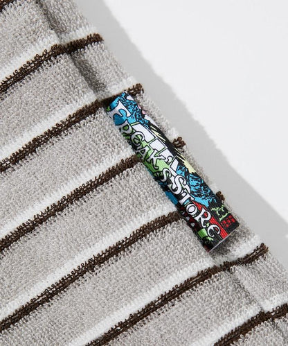 【海灘&節日】多色條紋毛巾 圓領 帶口袋T恤 短袖