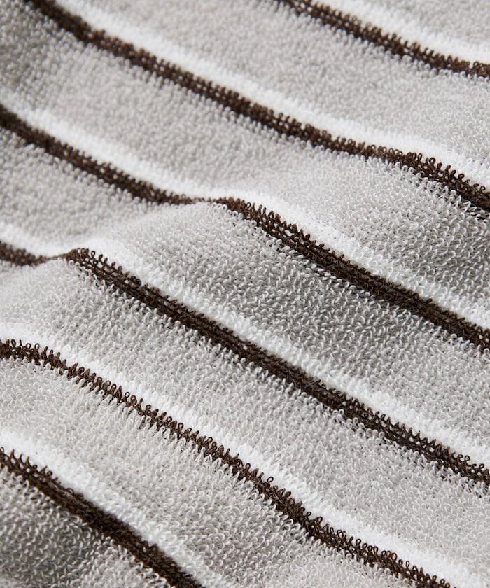 【海灘&節日】多色條紋毛巾 圓領 帶口袋T恤 短袖