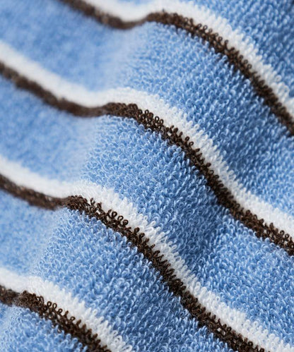 【海灘&節日】多色條紋毛巾 圓領 帶口袋T恤 短袖