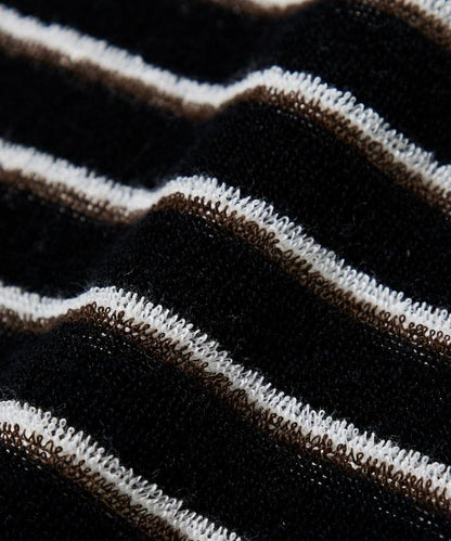 【海灘&節日】多色條紋毛巾 圓領 帶口袋T恤 短袖