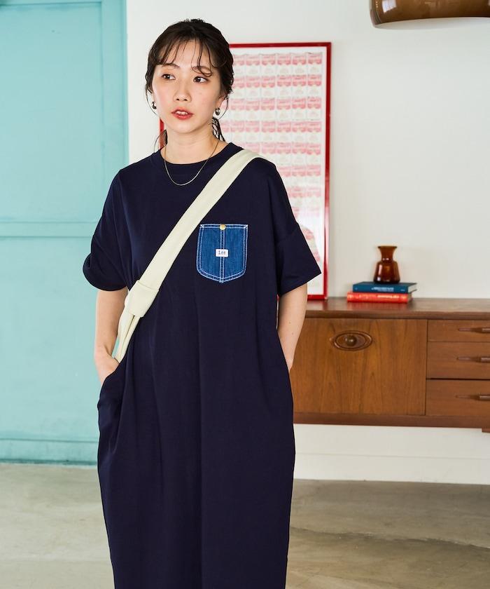 牛仔布 口袋 短袖 連衣裙【限定推出】