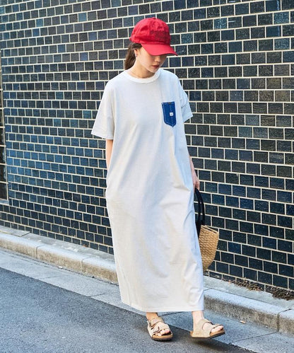 牛仔布 口袋 短袖 連衣裙【限定推出】