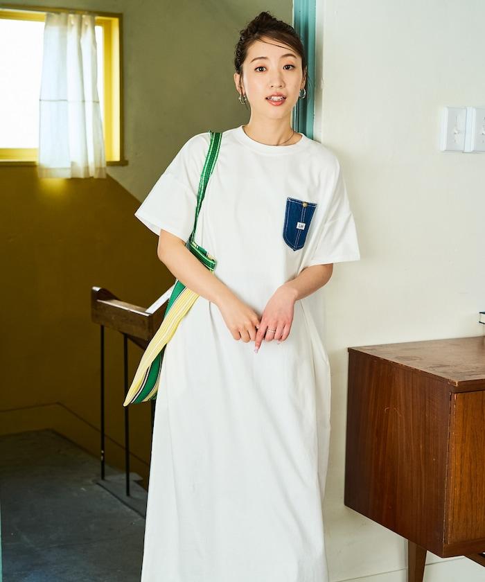 牛仔布 口袋 短袖 連衣裙【限定推出】