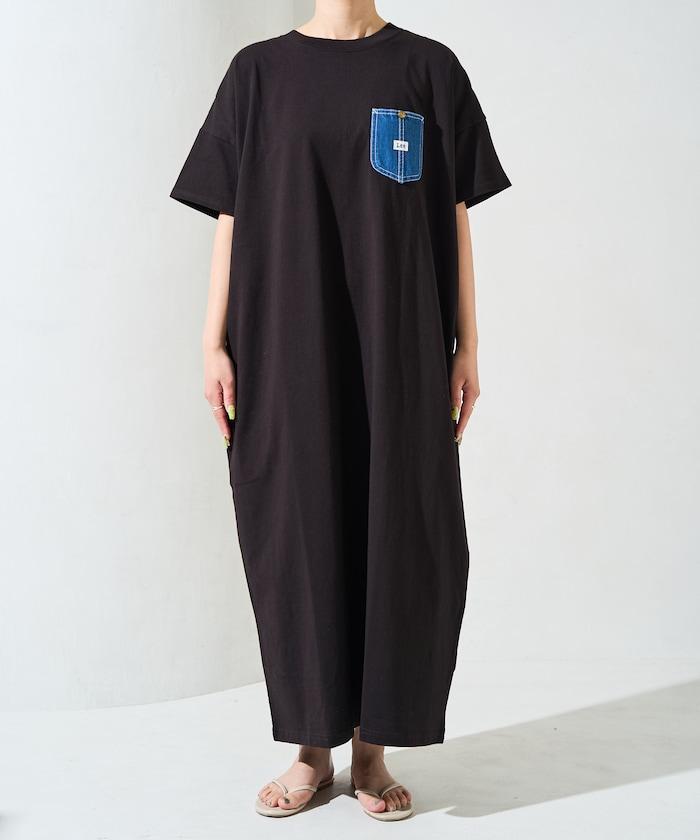 牛仔布 口袋 短袖 連衣裙【限定推出】