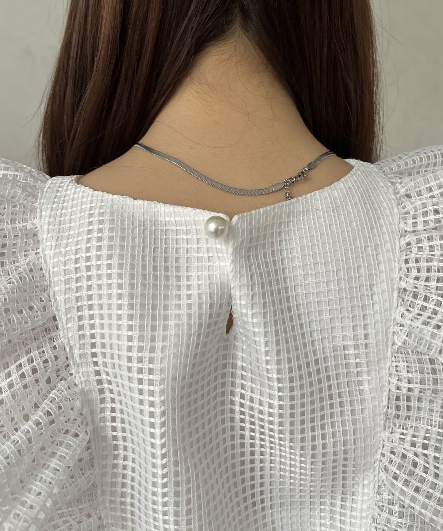 珍珠鈕釦網眷邊荷葉邊娃娃衫