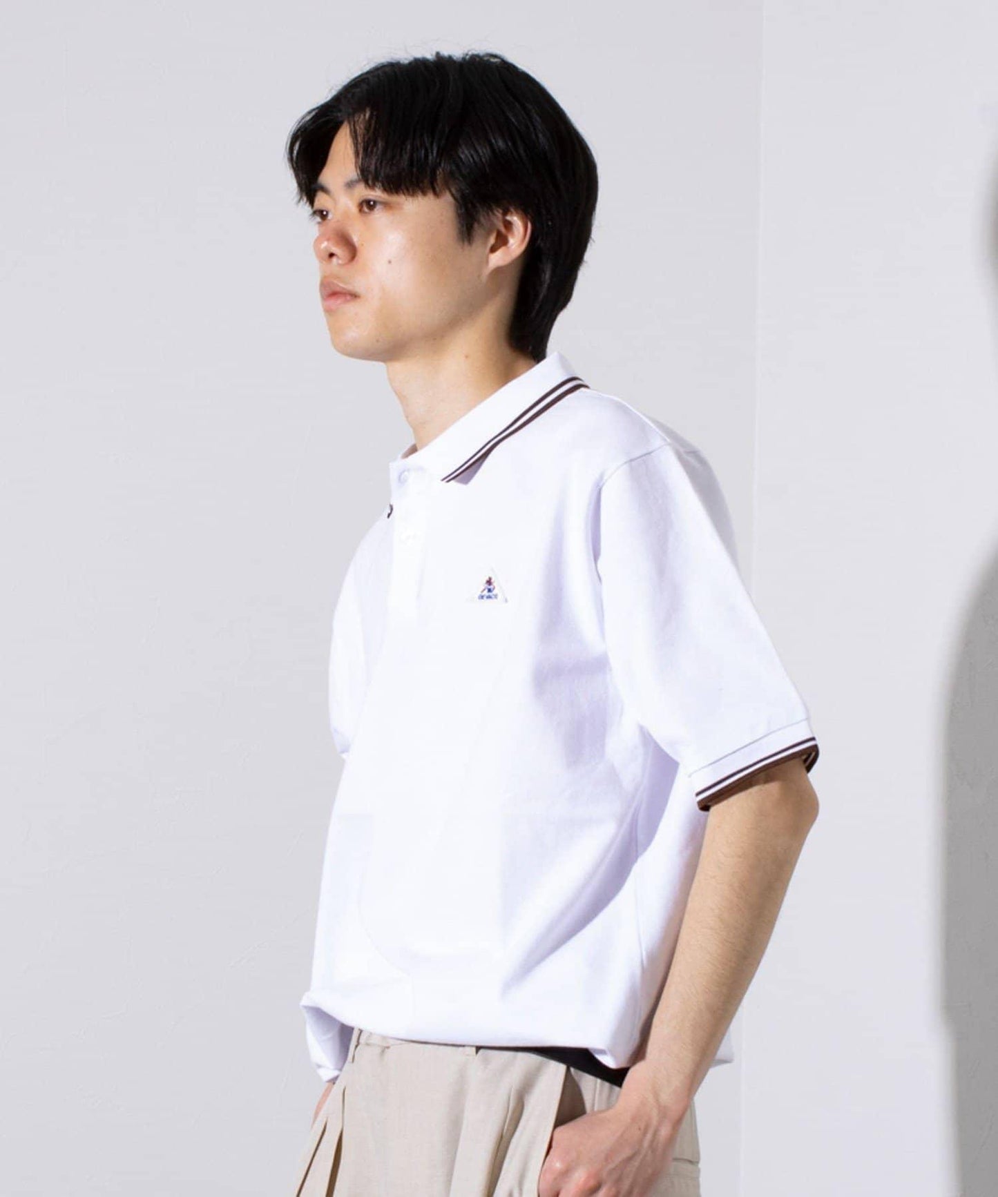 【GEVACO】一點小徽章 短袖條紋polo衫