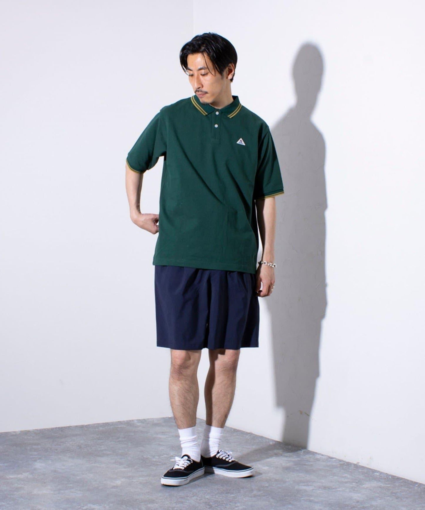 【GEVACO】一點小徽章 短袖條紋polo衫