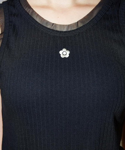 一點刺繡 剪裁拼接 坦克頂 約