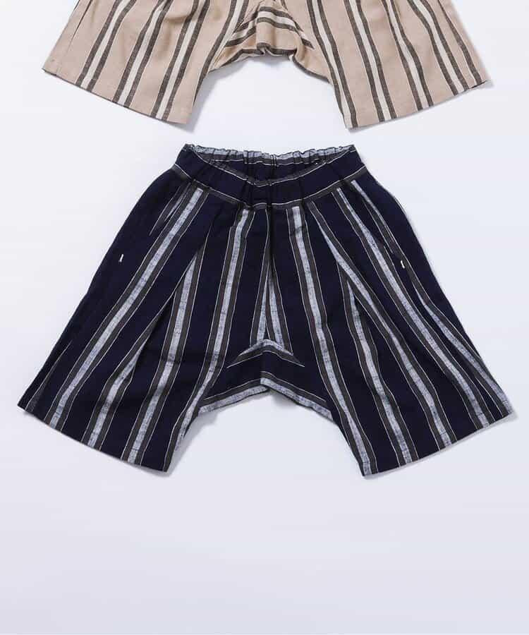 條紋折褶七分褲